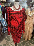 Red/Black Tribal print dress. Missing Polynesia