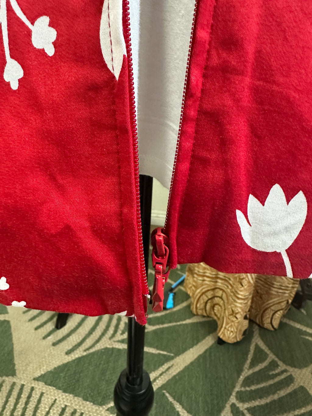 Red white Beaded, zippered jacket