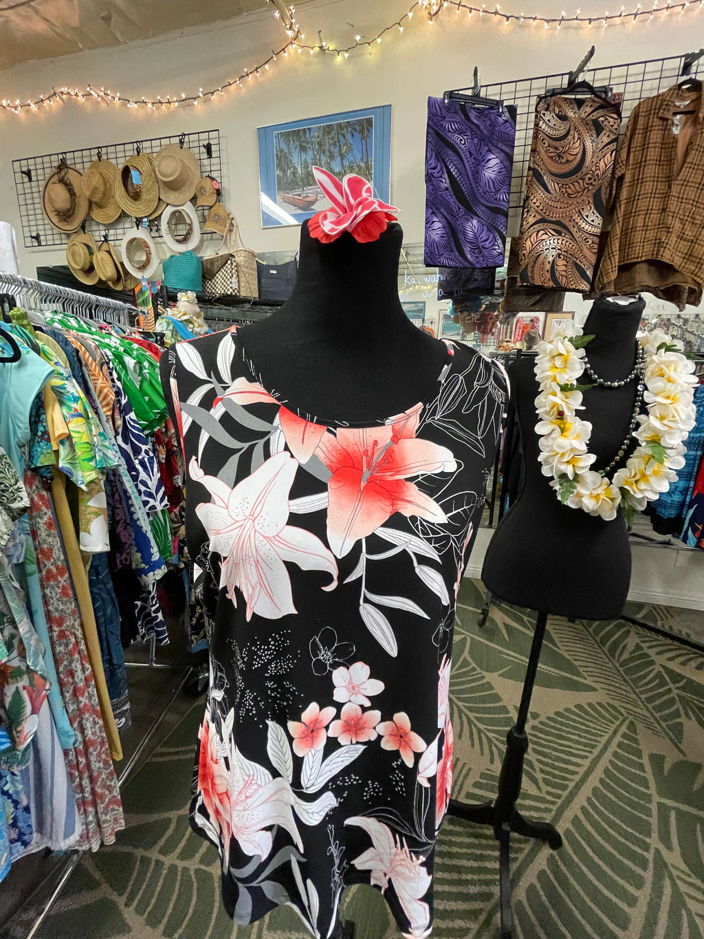 Vintage Iman black Hawaiian blouse