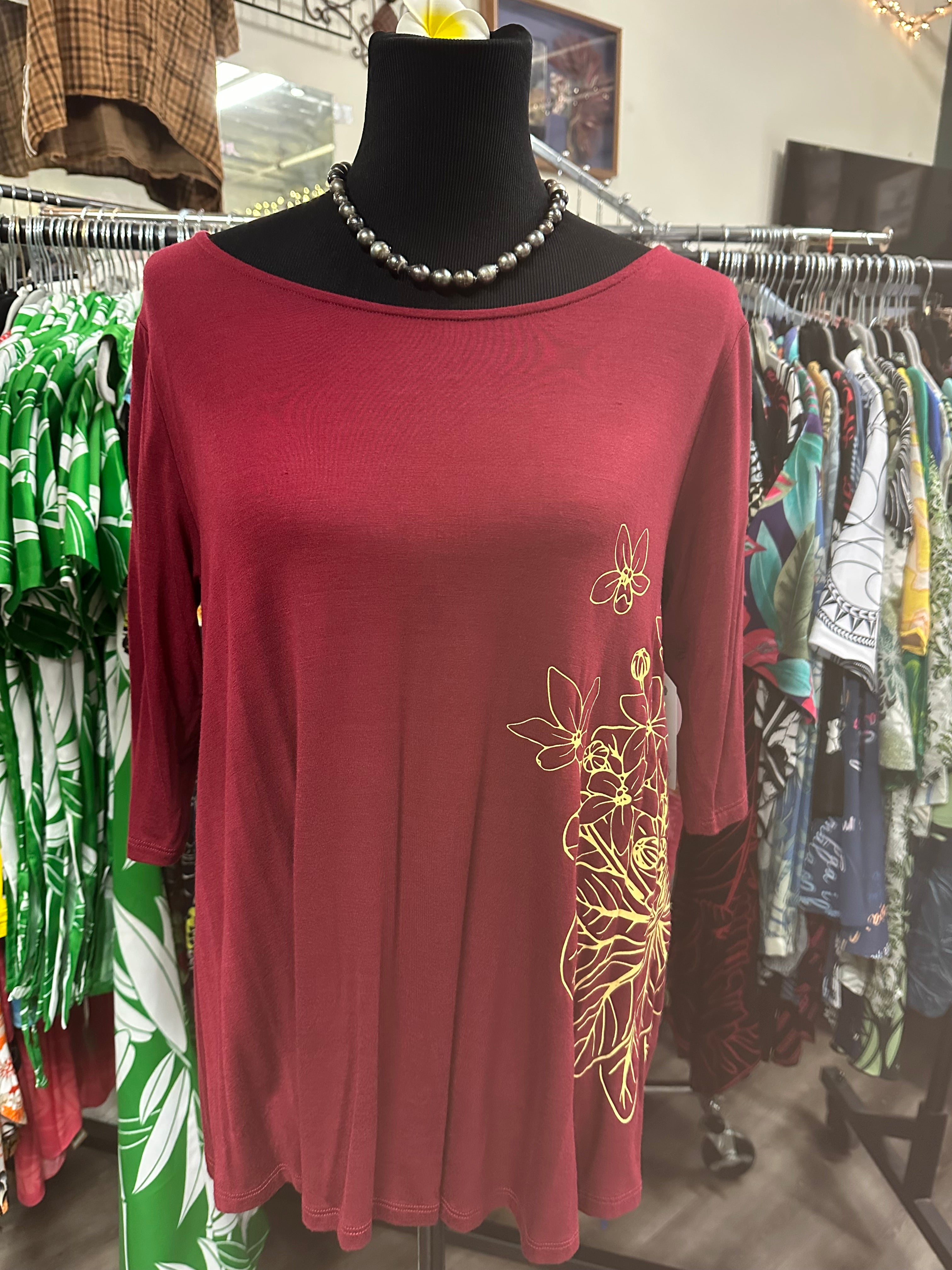 Puahina Kauai Collection 3/4 sleeve blouse