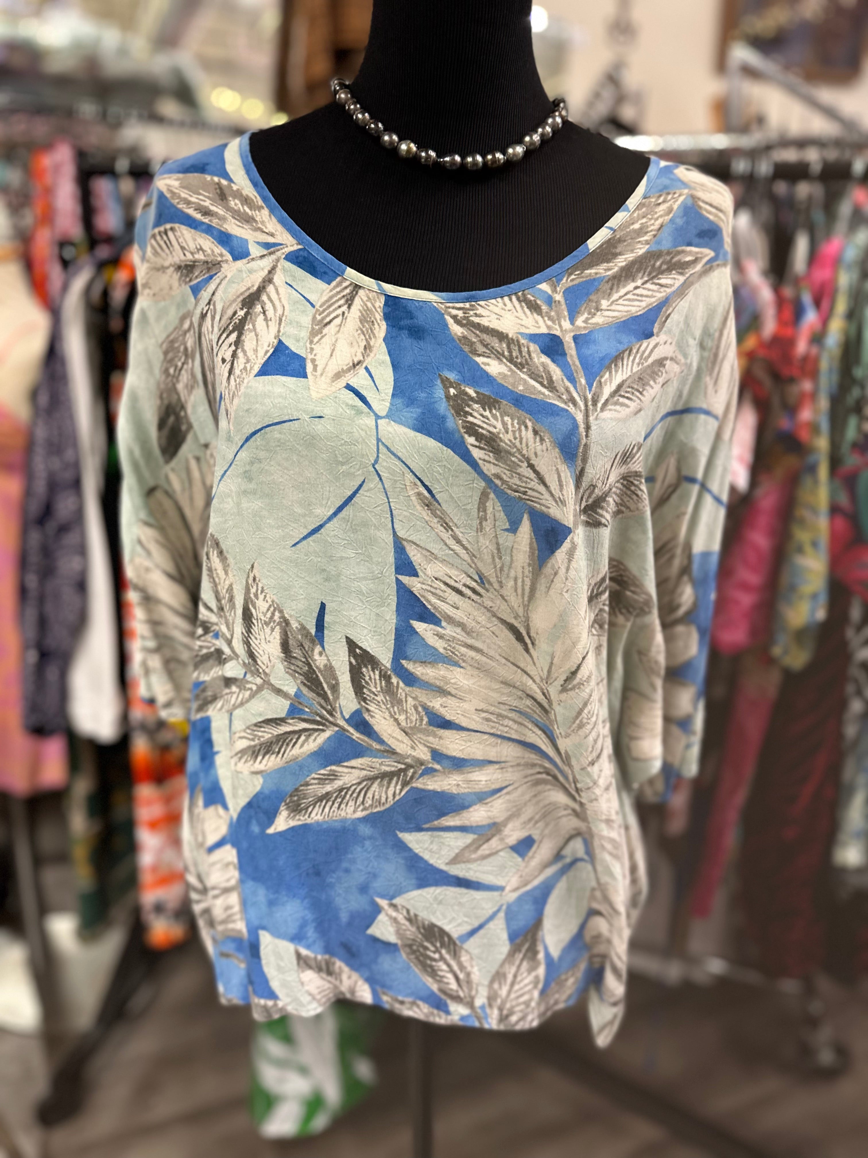 Jams World blue/gray floral blouse